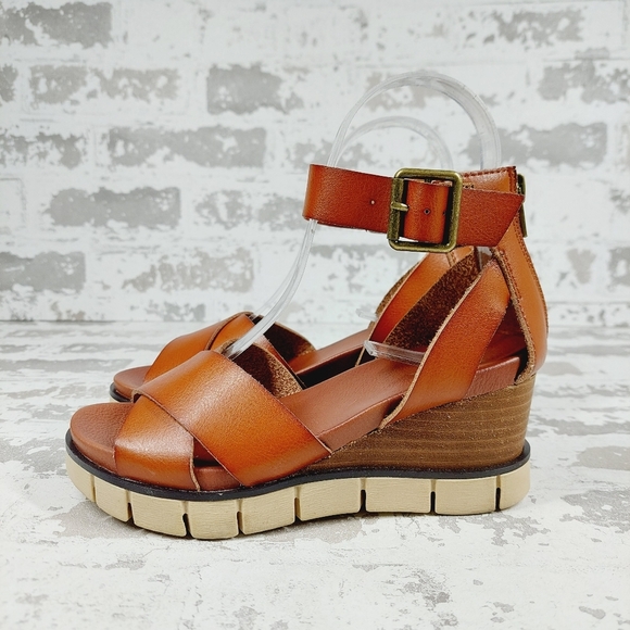 MIA Women's Lauri Faux Leather Ankle Strap Wedge Sandals – 3-Inch Heel, Vegan Leather - View #6
